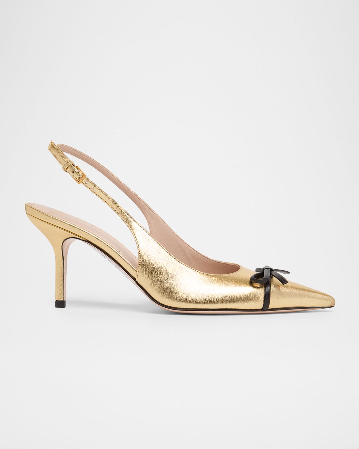 Valentino Garavani 80mm Bepointy Metallic Leather Slingback Pumps