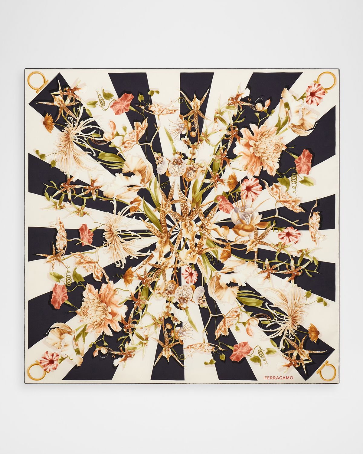 Ferragamo Floral Gaia Silk Square Scarf