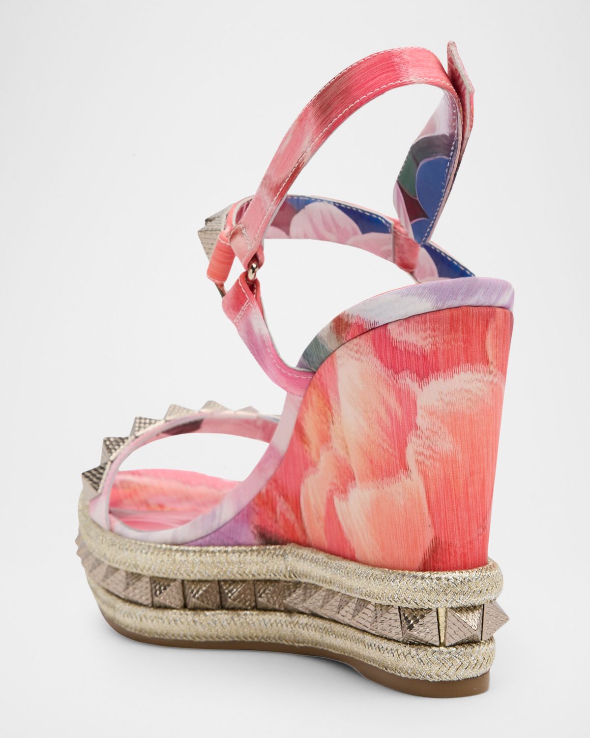 Christian Louboutin 110mm Pyra Clou Satin Spike Wedge Sandals