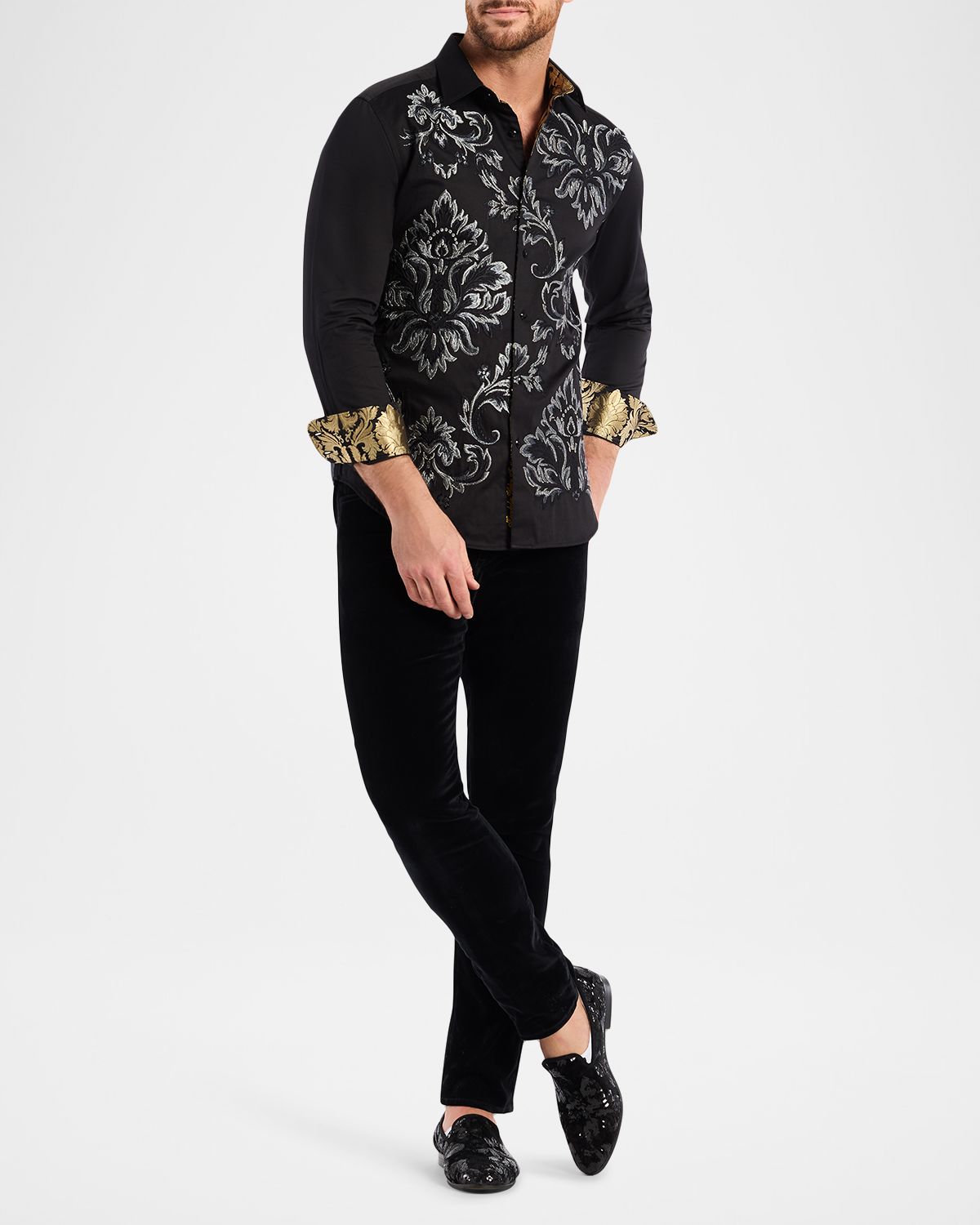 Robert Graham Men 's Lion 's Shadow Embroidered Button-Down Shirt | Thumbnail 6 Robert Graham Men 's Lion 's Shadow Embroidered Button-Down Shirt | Thumbnail 6