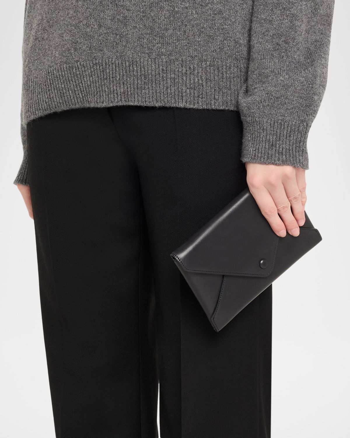 THE ROW Leather Envelope Clutch with Strap