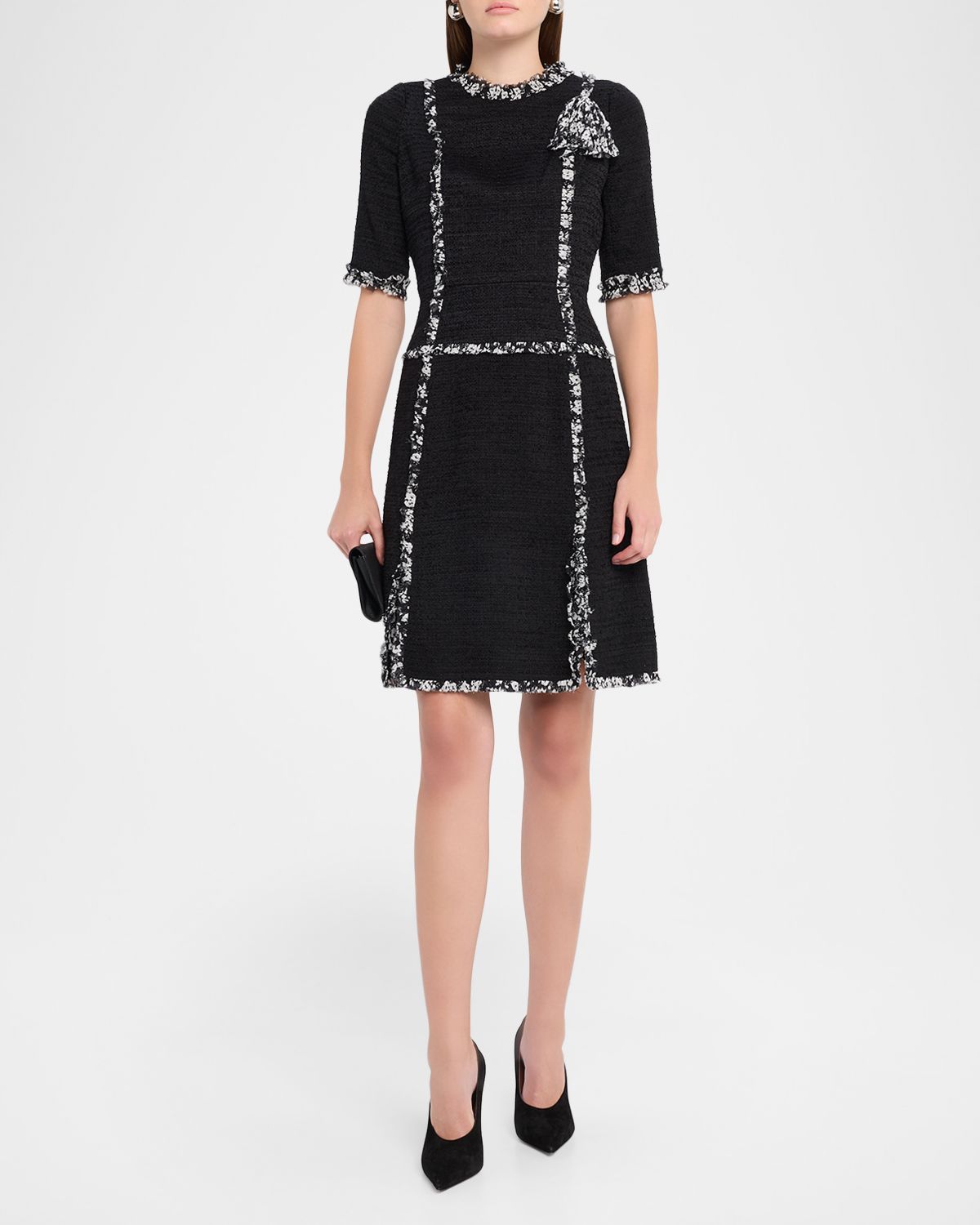 Rickie Freeman for Teri Jon Ruffle-Trim Tweed Dress | Thumbnail 5