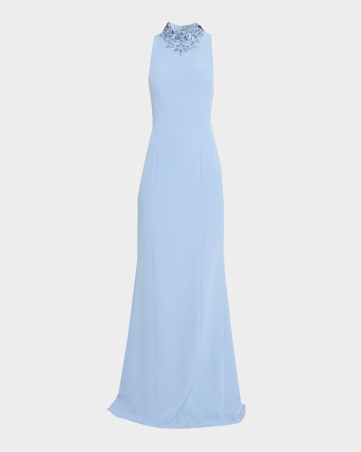 Rickie Freeman for Teri Jon Beaded Mock-Neck Crepe Trumpet Gown | Thumbnail 6