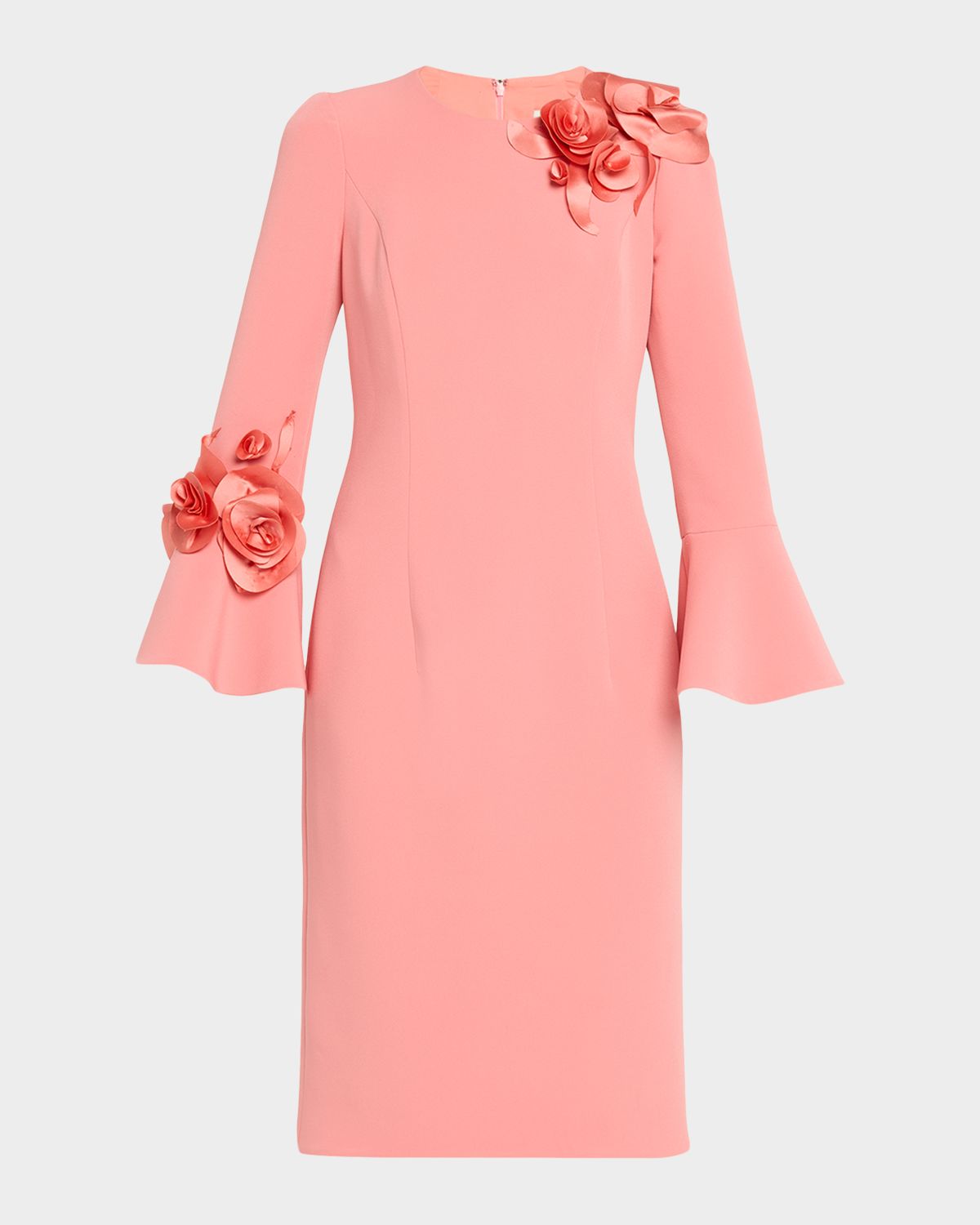Rickie Freeman for Teri Jon Floral Applique Flare-Cuff Crepe Dress | Thumbnail 6