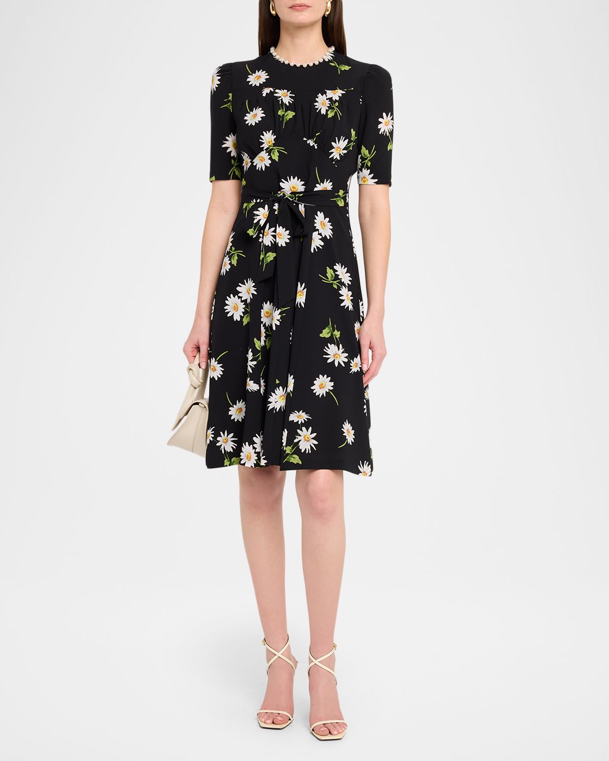 Rickie Freeman for Teri Jon Floral-Print Crepe Dress