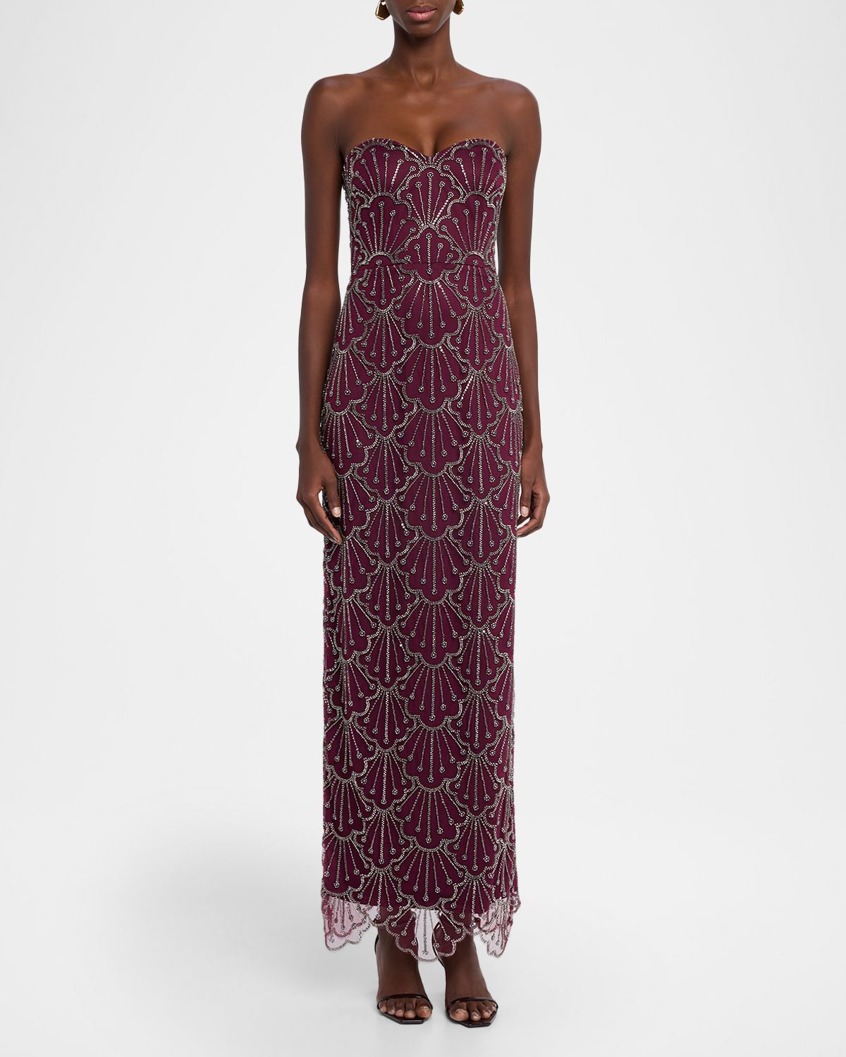 Theia Tessa Strapless Beaded Column Gown