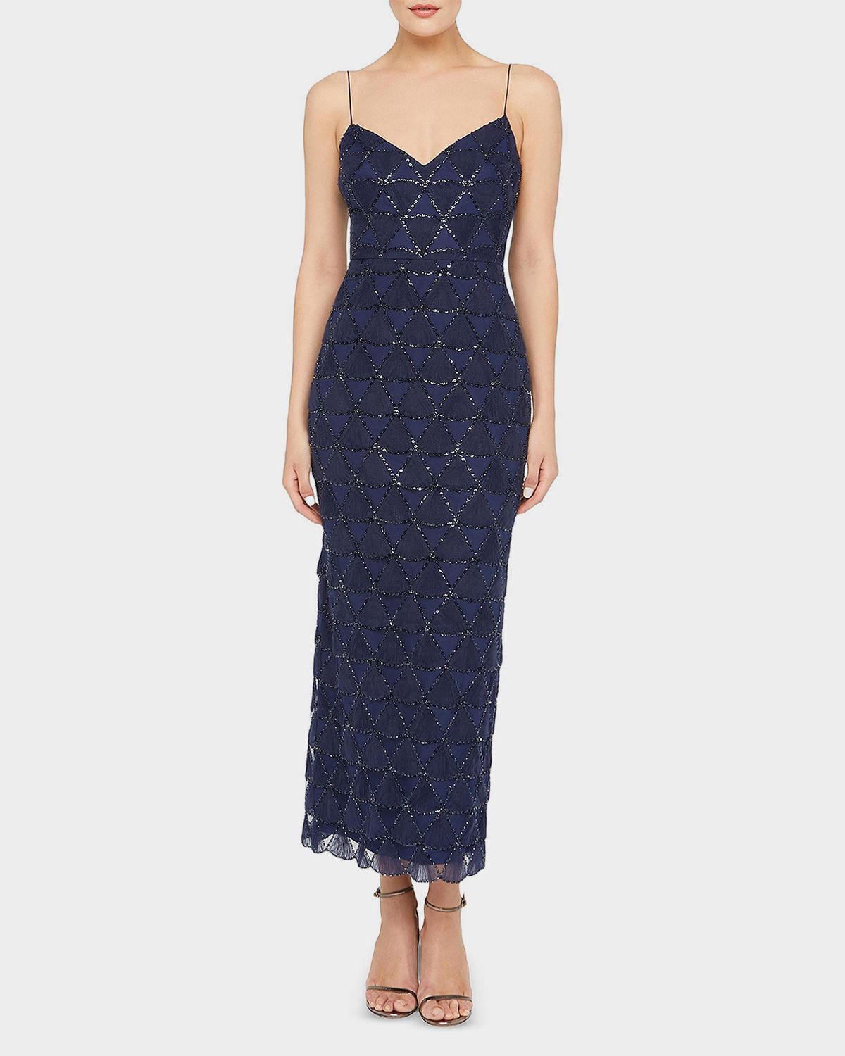 Theia Elsy Beaded Tulle Cocktail Dress