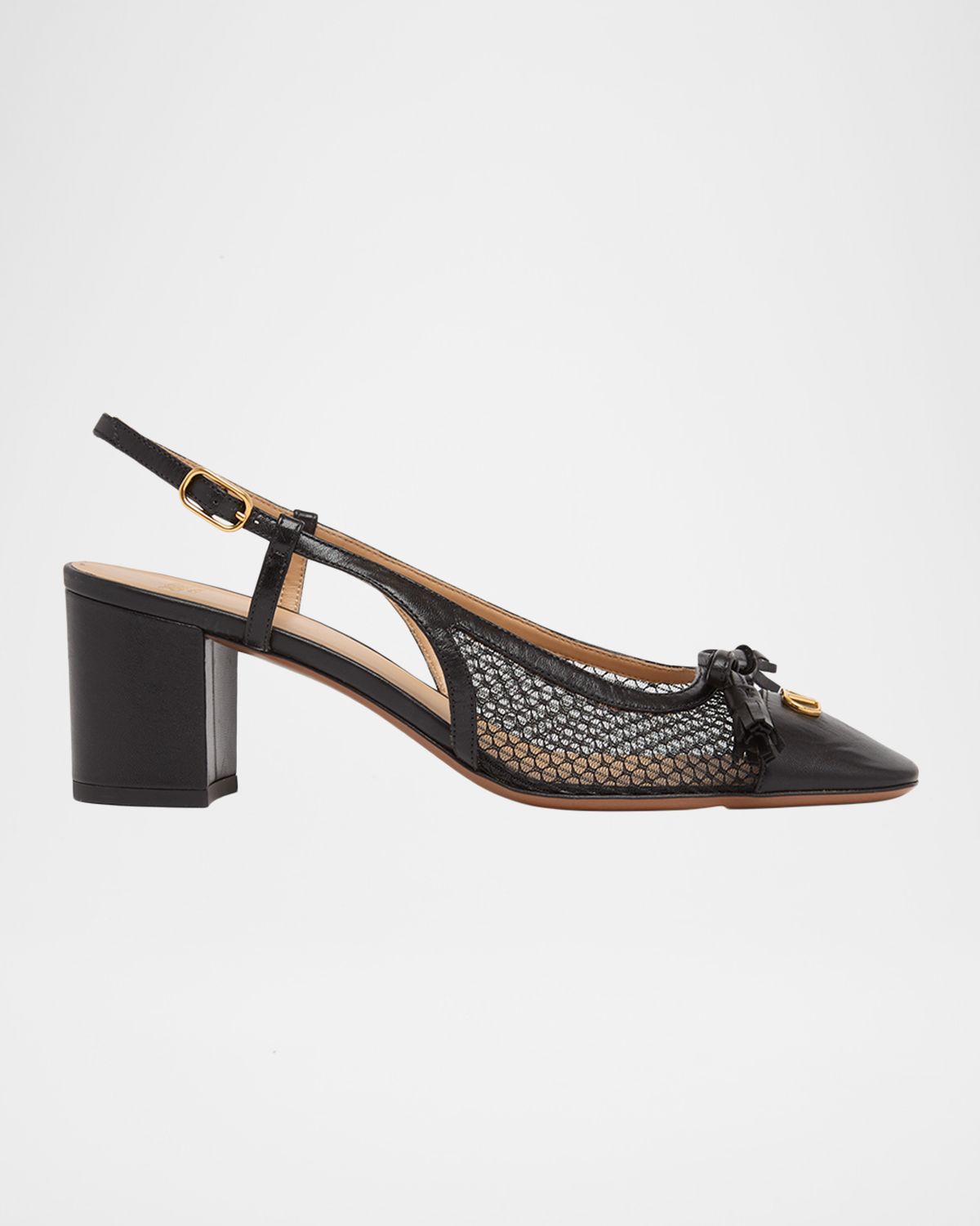 Valentino Garavani Valet Du Roi VLogo Leather and Mesh Slingback Pumps | Thumbnail 3 Valentino Garavani Valet Du Roi VLogo Leather and Mesh Slingback Pumps | Thumbnail 3