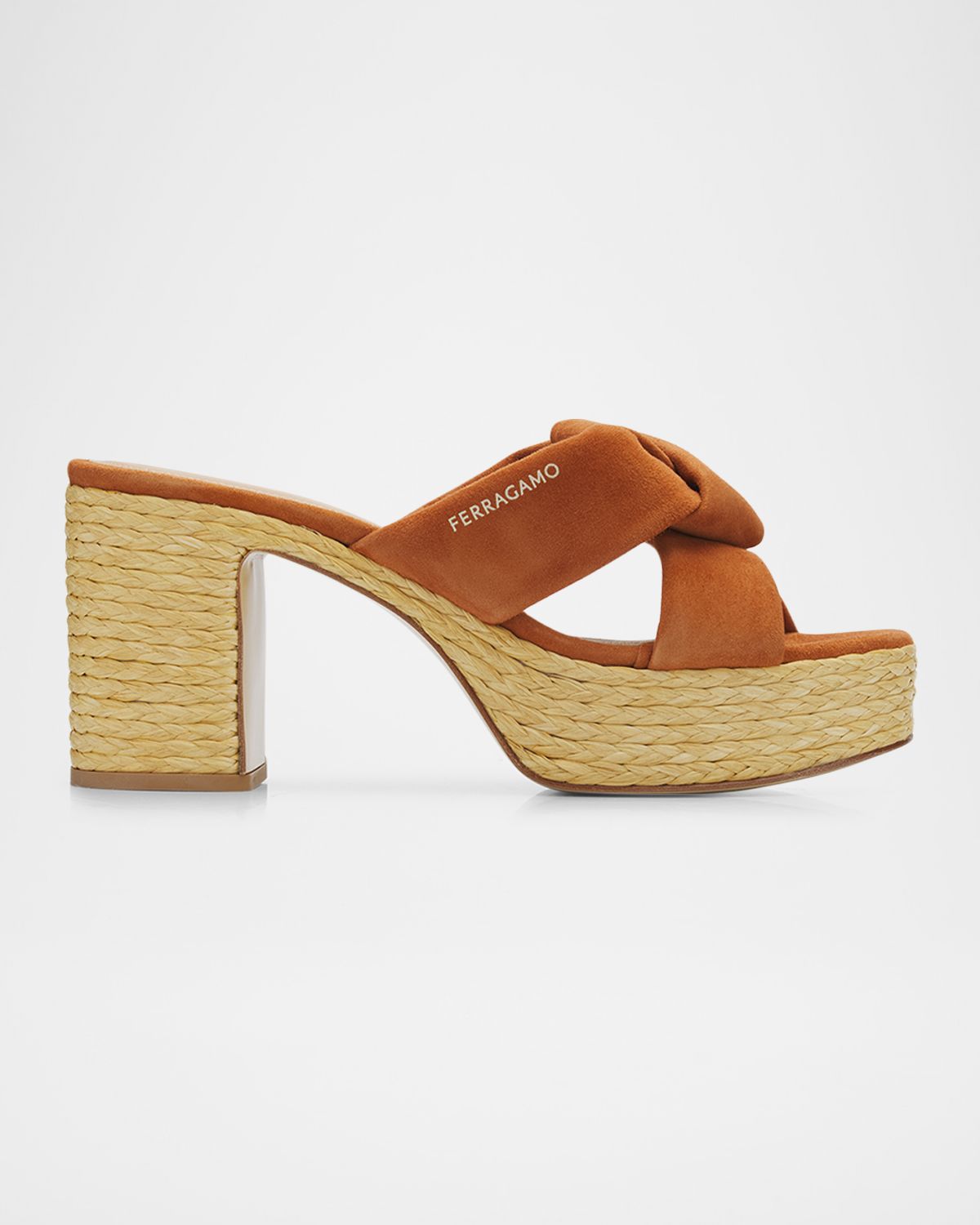 Ferragamo 85mm Douglas Leather Espadrille Platform Sandals