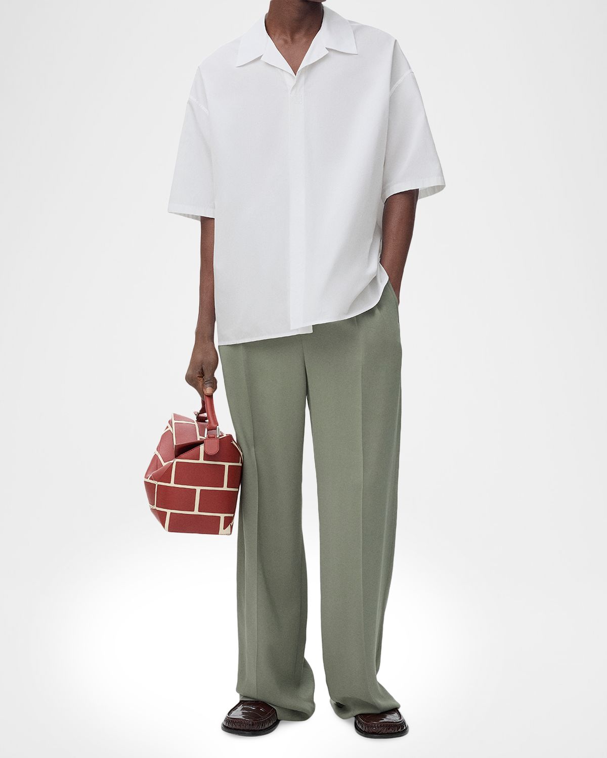 Loewe Men 's Anagram Concealed-Placket Camp Shirt