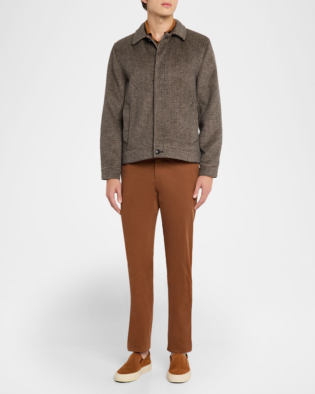 Vince Men 's Houndstooth Button-Front Bomber Jacket