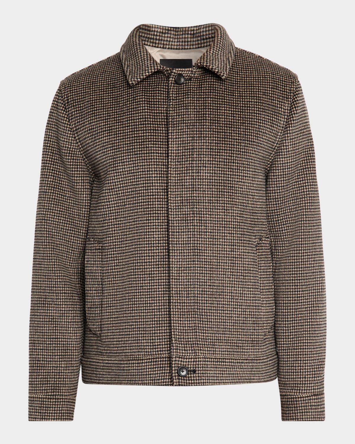 Vince Men 's Houndstooth Button-Front Bomber Jacket