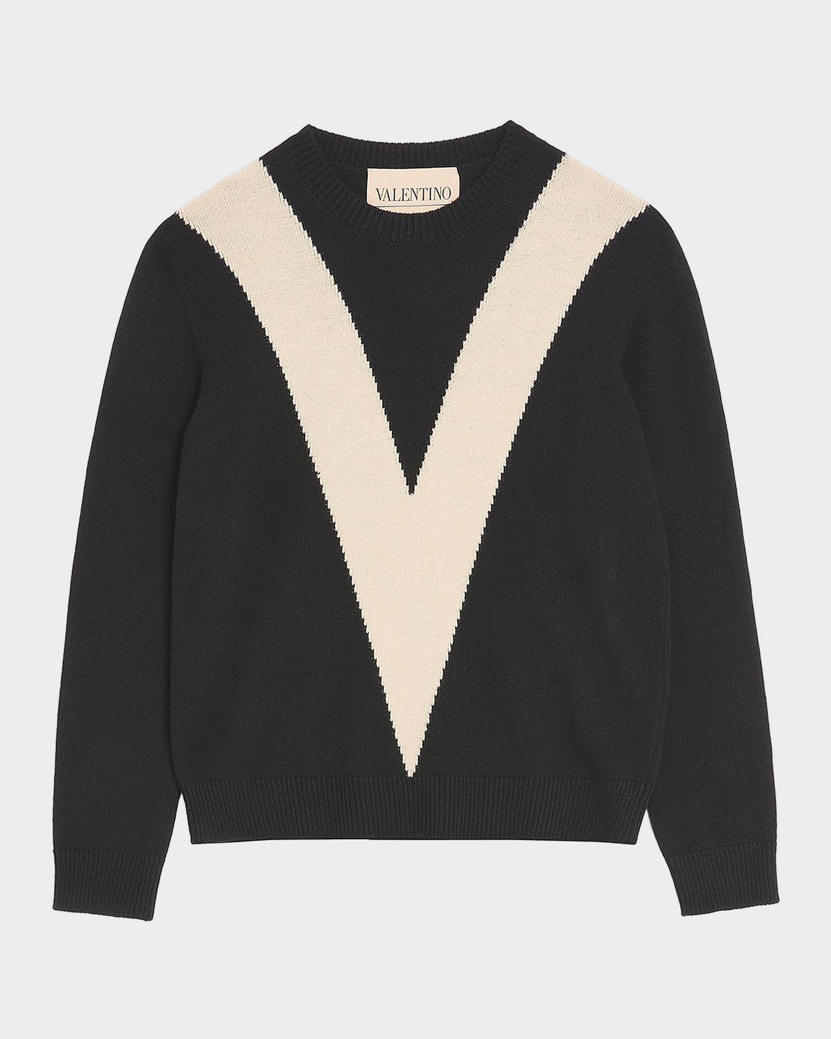 Valentino Garavani Men 's Wool Inlaid V Crewneck Sweater