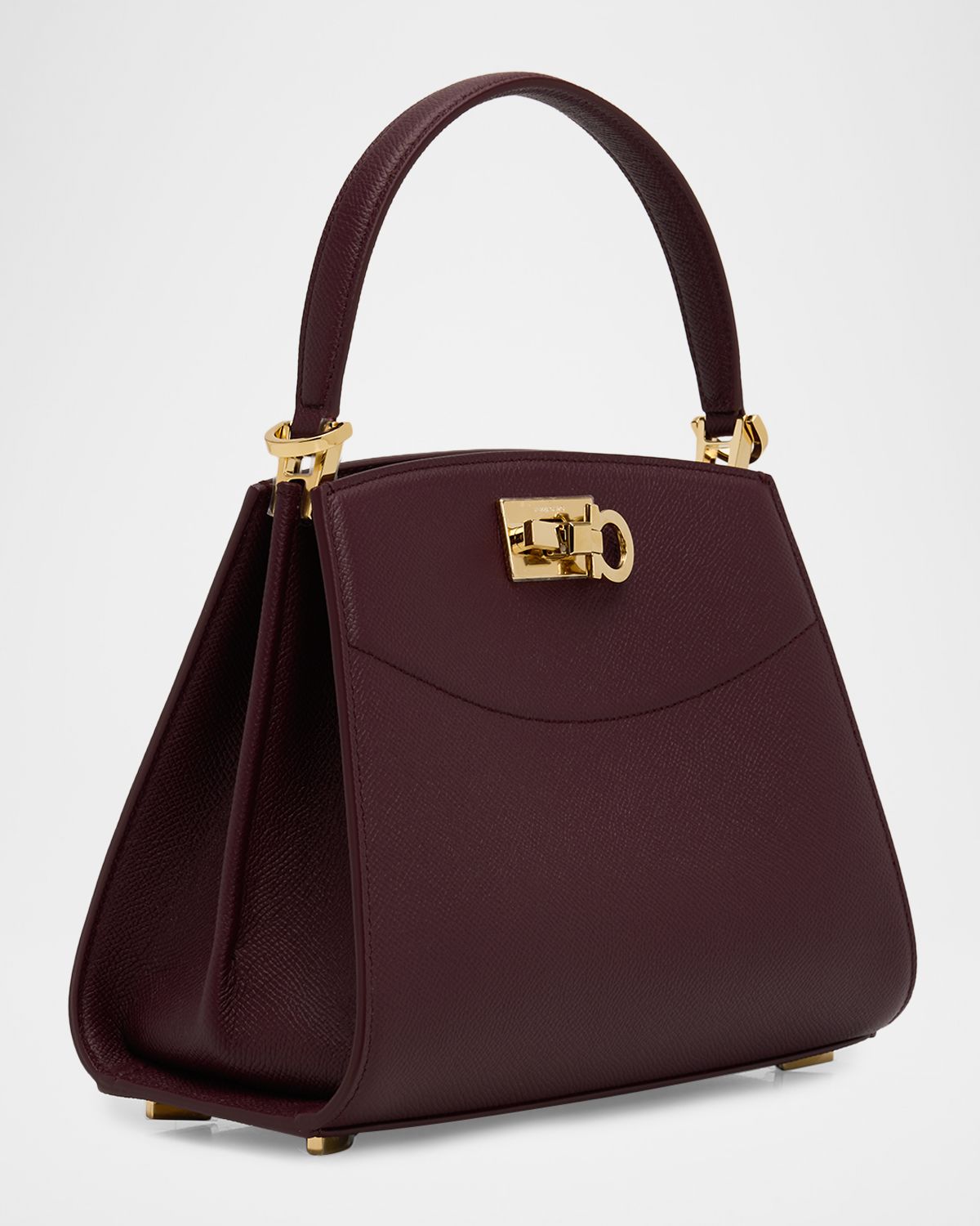 Ferragamo Studio Box Hammered Leather Top-Handle Bag