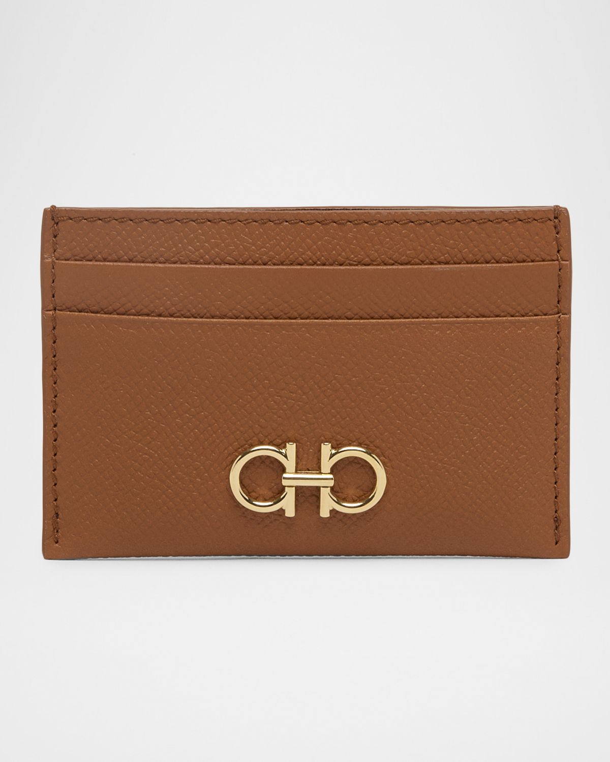Ferragamo Hammered Leather Gancini Card Holder