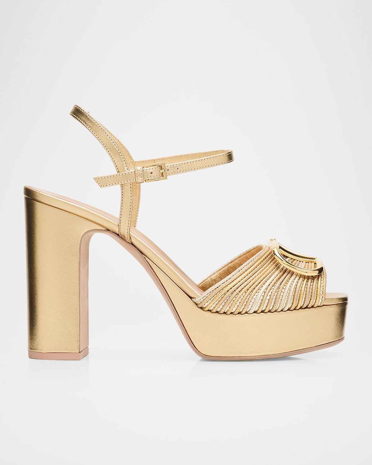 Valentino Garavani 115mm VLogo Signature Cornely Metallic Leather Platform Sandals