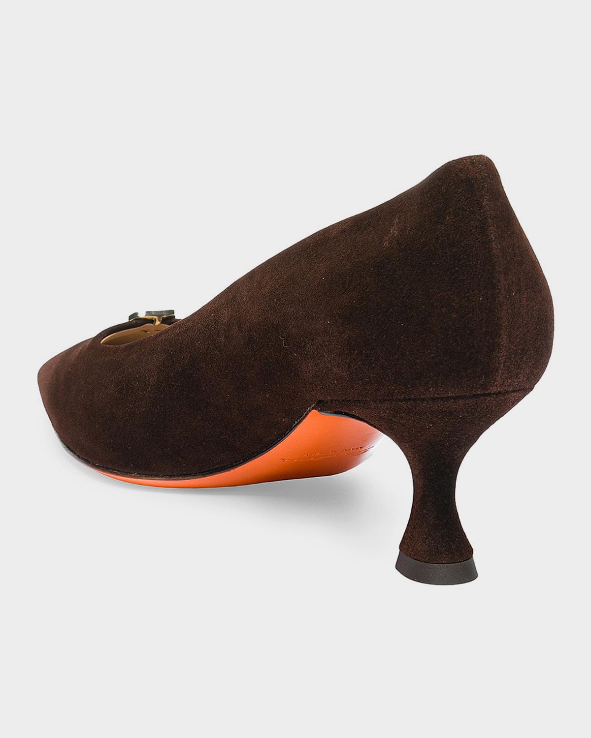 Santoni 55mm Sabine Suede Buckle Pumps