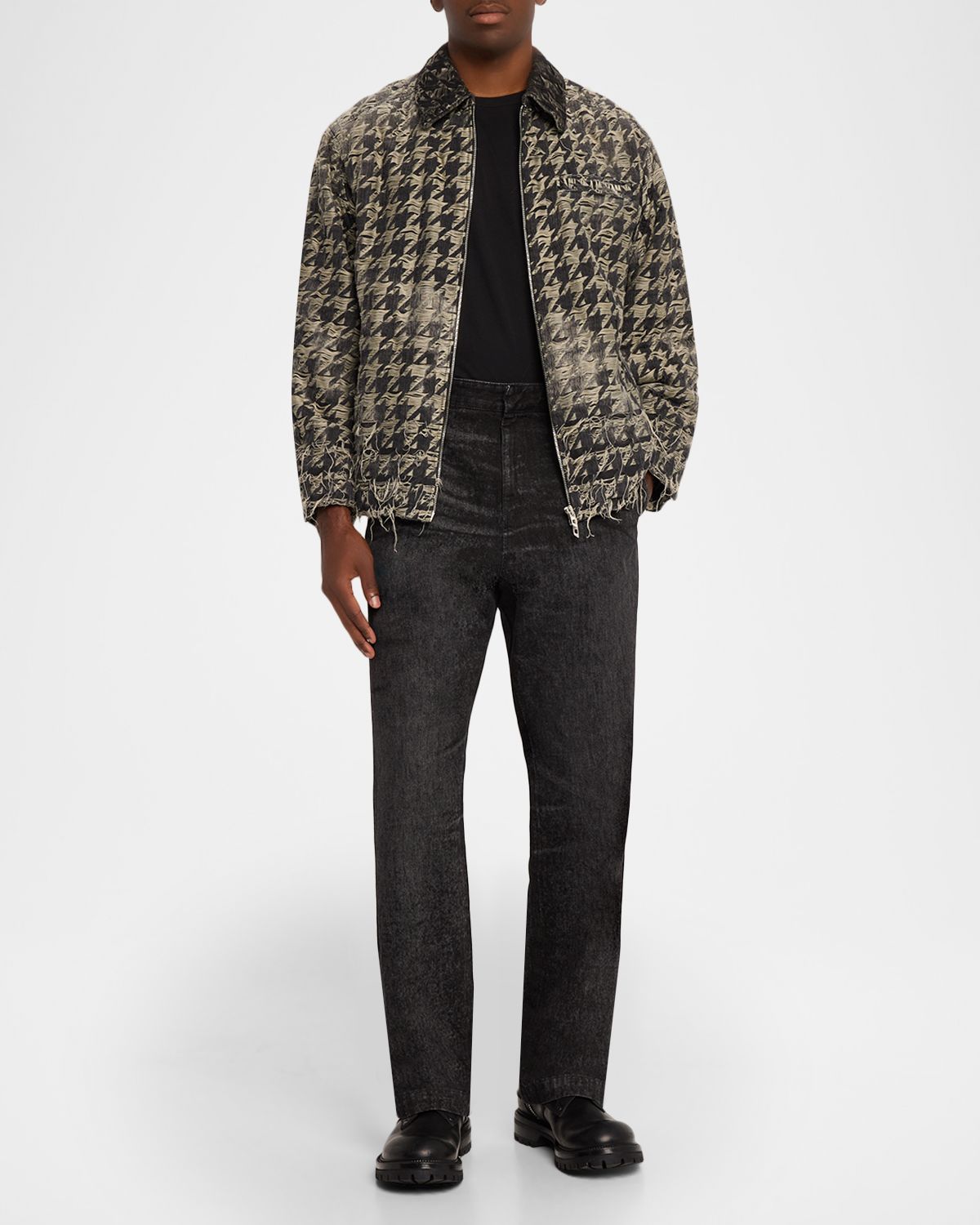 Diesel Men 's D-Elmo-Fsh Houndstooth Denim Jacket