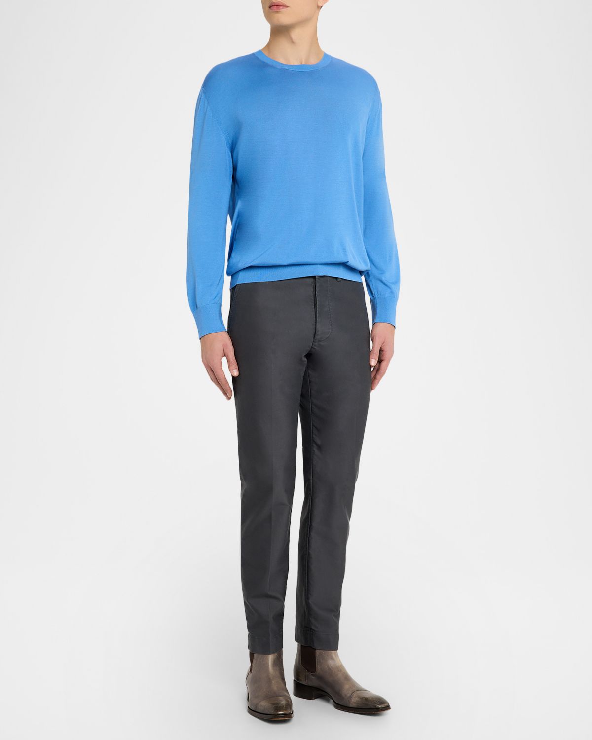 TOM FORD Men 's Silk Knit Crewneck Sweater