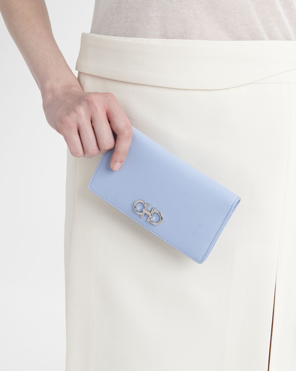 Ferragamo Gancini Hammered Leather Continental Wallet