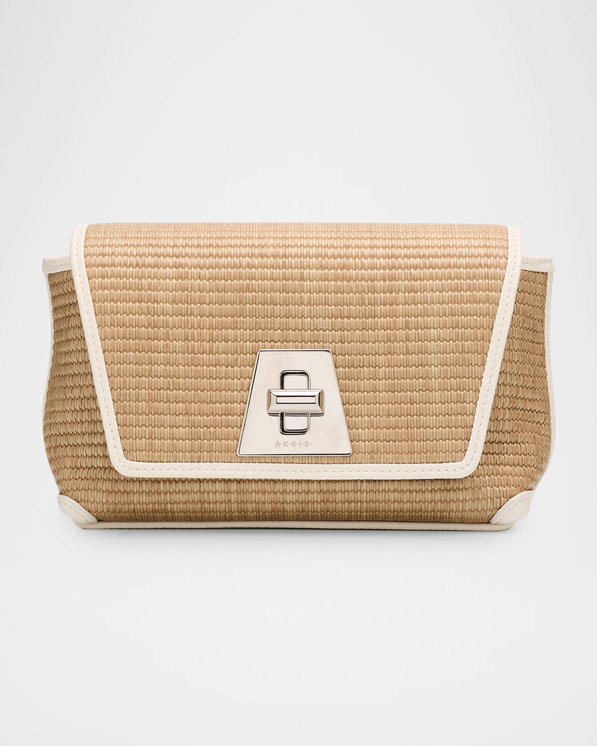 Akris Anouk Leather-Trim Raffia Clutch Bag