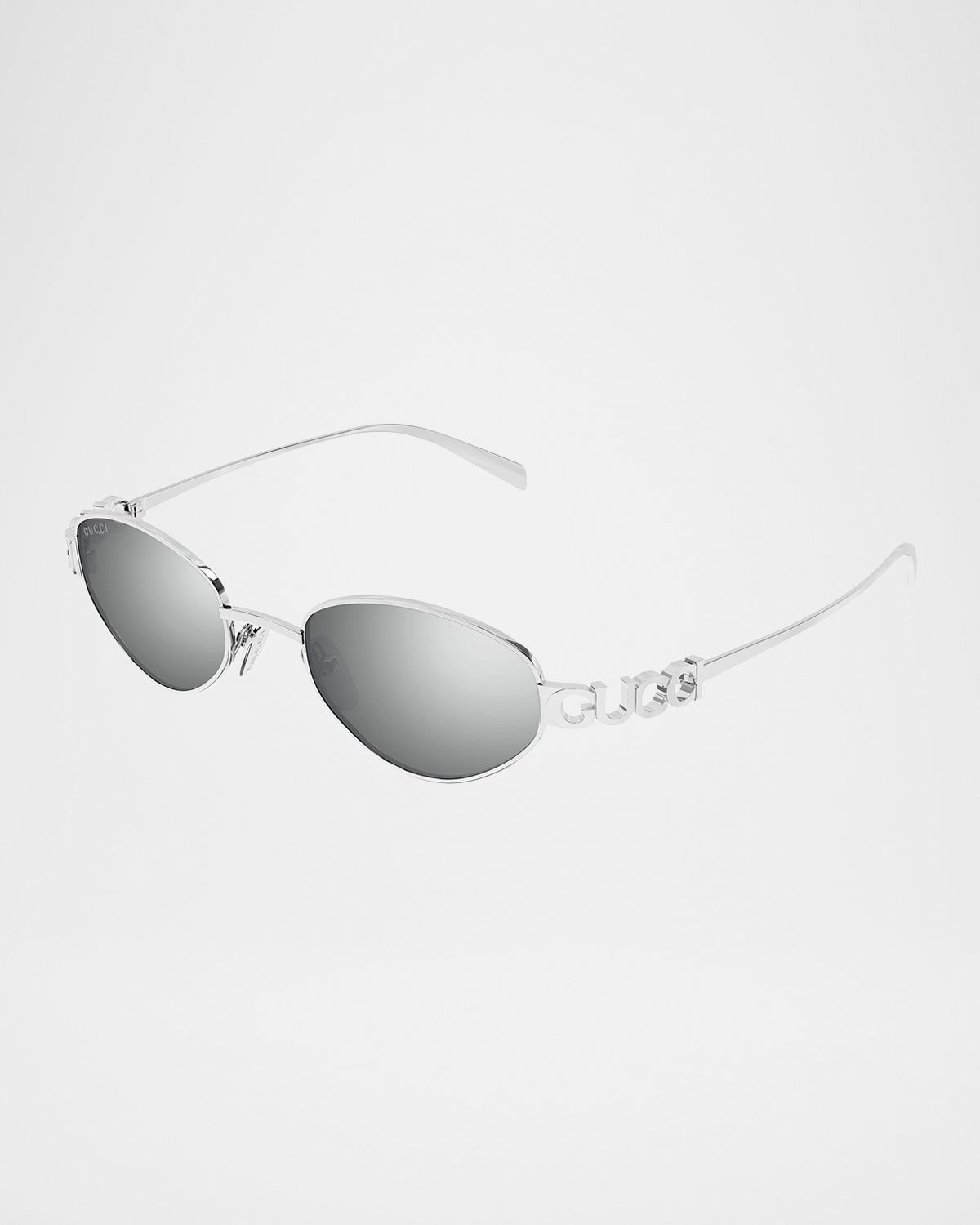 Gucci Block Bending 47mm Oval Metal Sunglasses