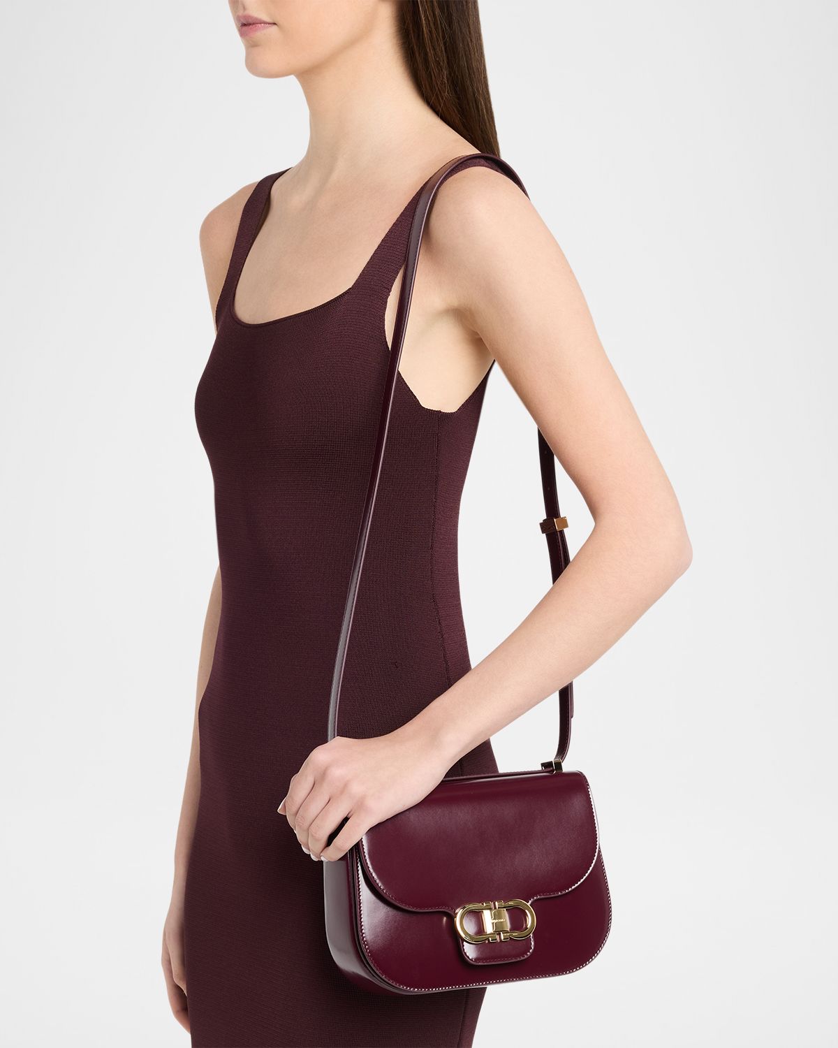 Ferragamo Double Gancini Leather Crossbody Bag