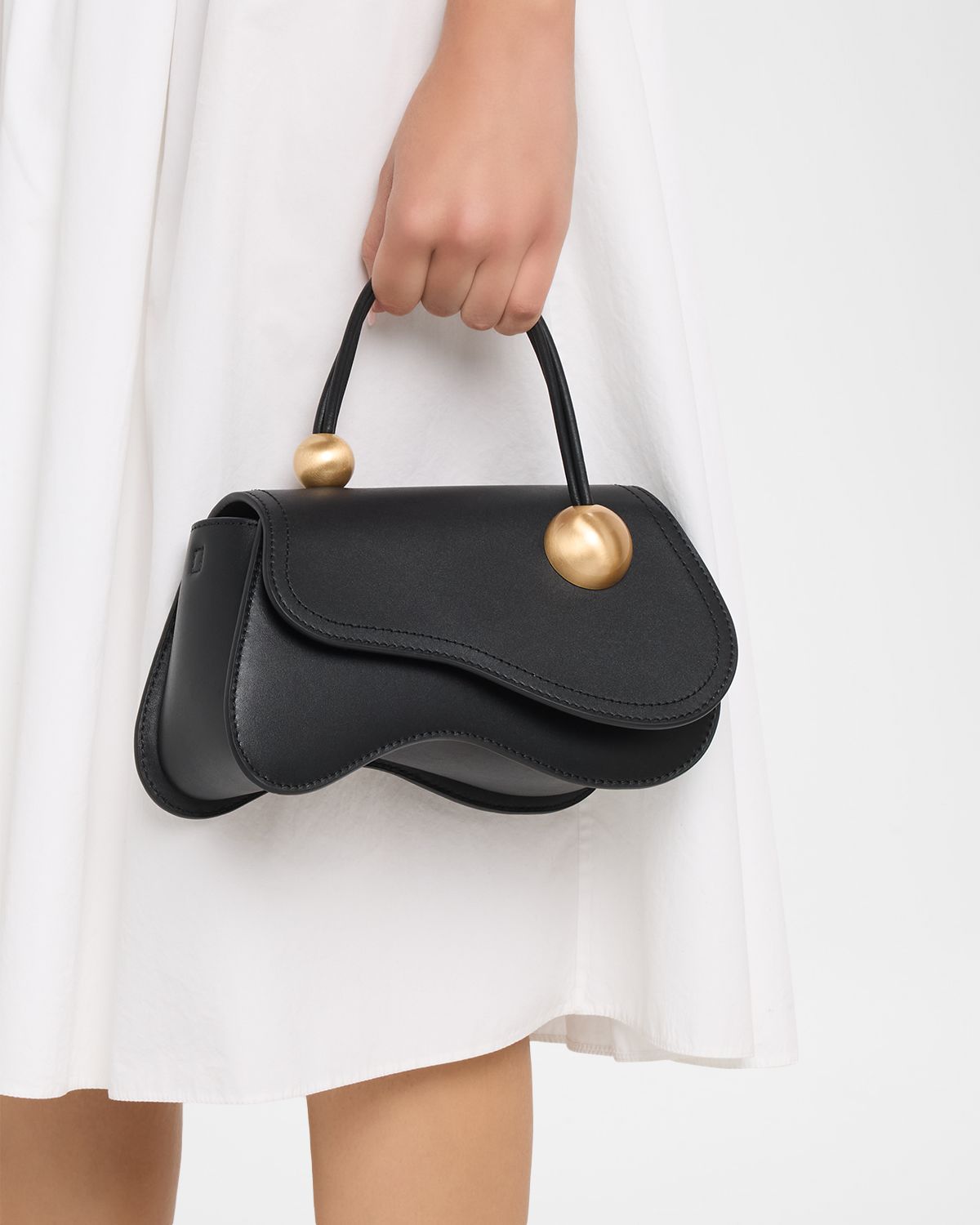 Cult Gaia Kazia Sculptural Leather Top-Handle Bag