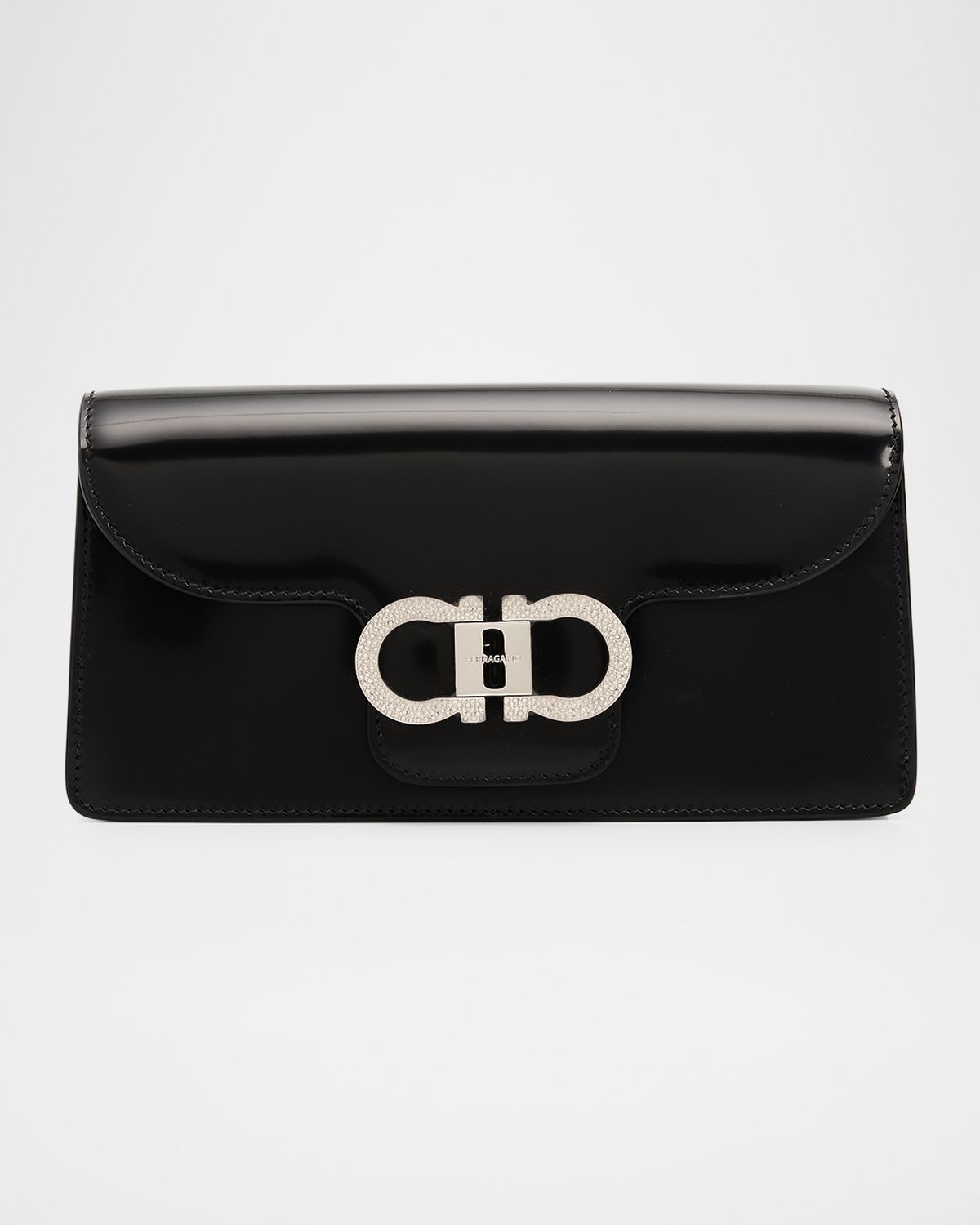 Ferragamo Mini Crystal Double Gancini Leather Shoulder Bag