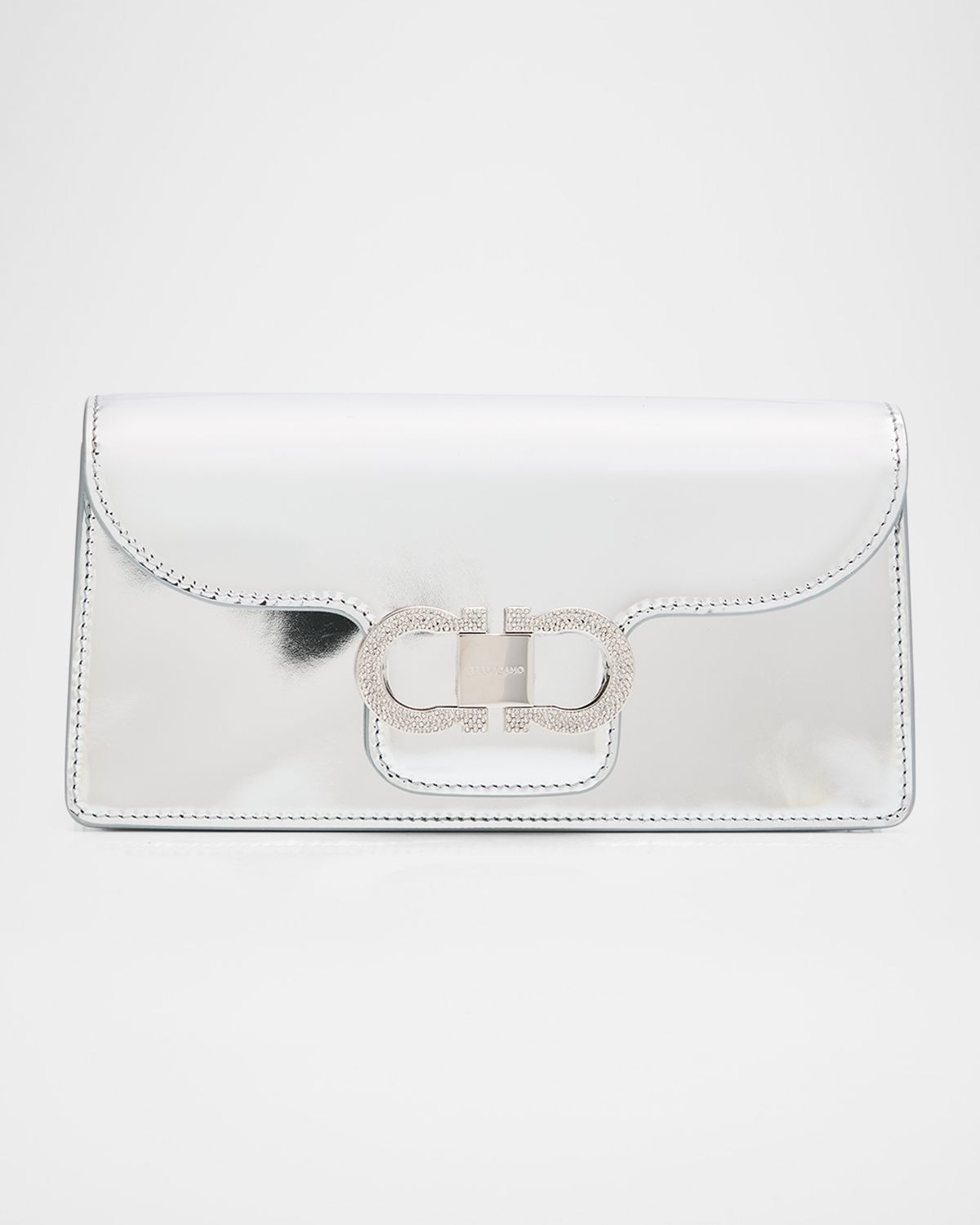Ferragamo Laminated Leather Rhinestone Gancini Shoulder Bag