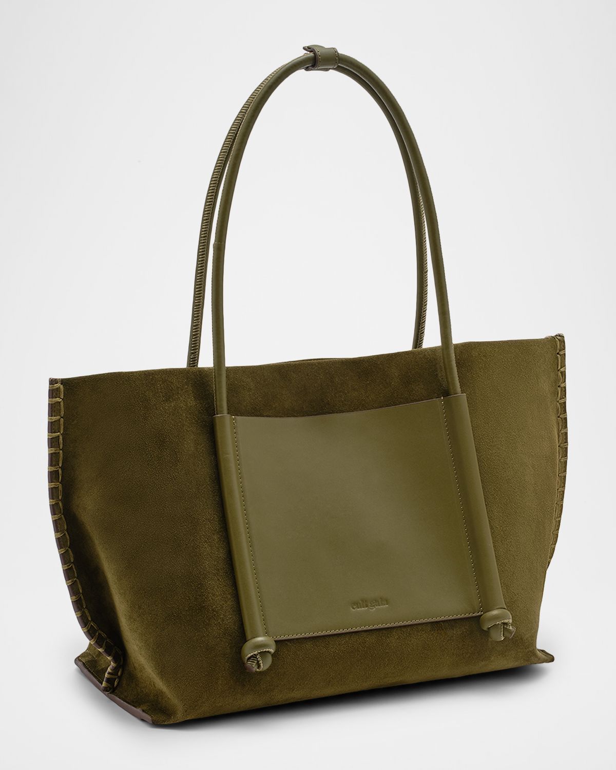 Cult Gaia Rylie Blanket-Stitch Suede Tote Bag