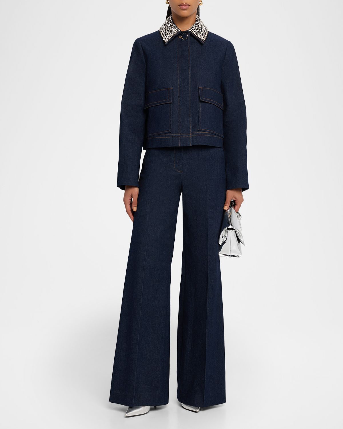 Veronica Beard Barrington Embellished Denim Jacket