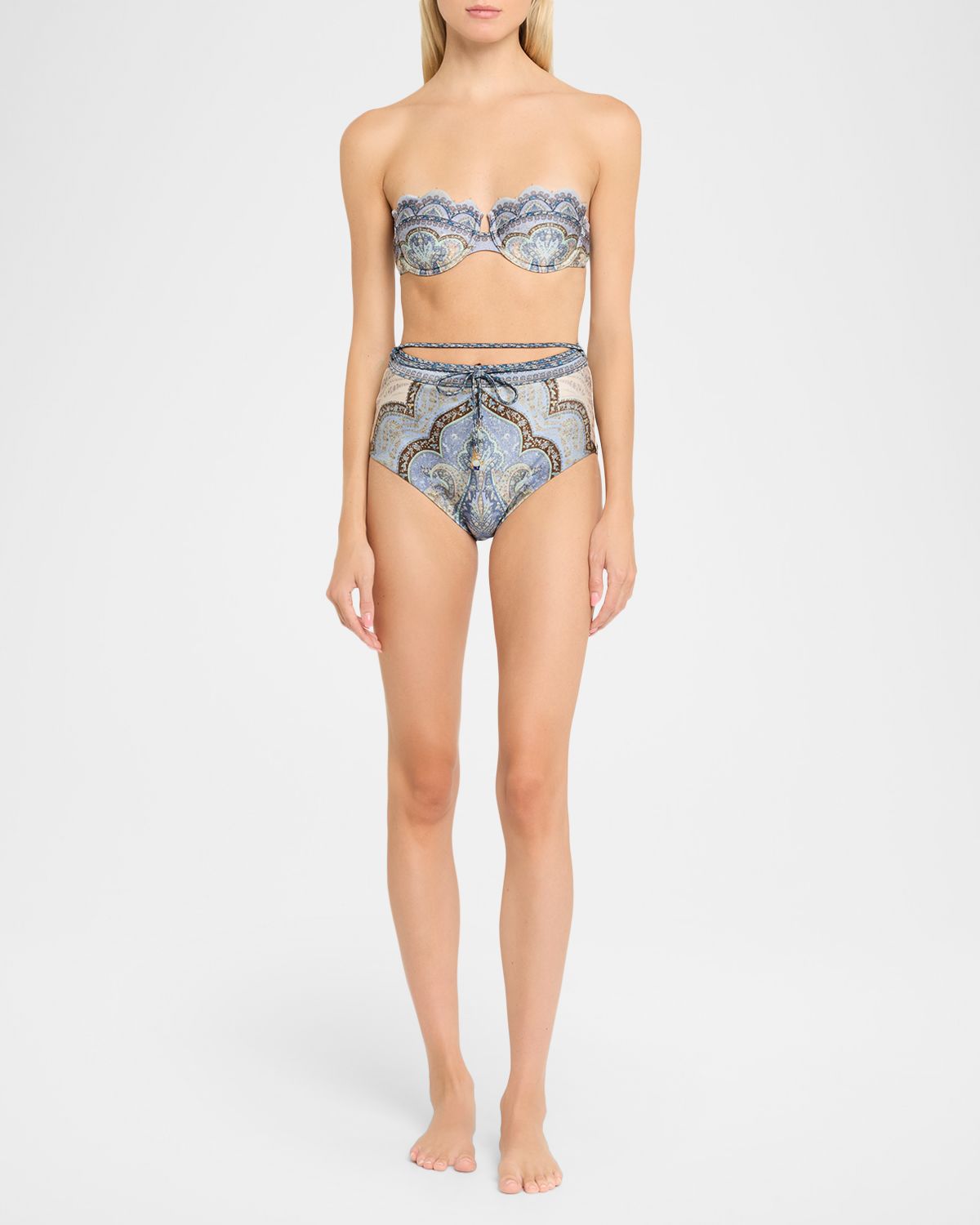 Zimmermann Wanderlust High-Waist Bikini Bottoms