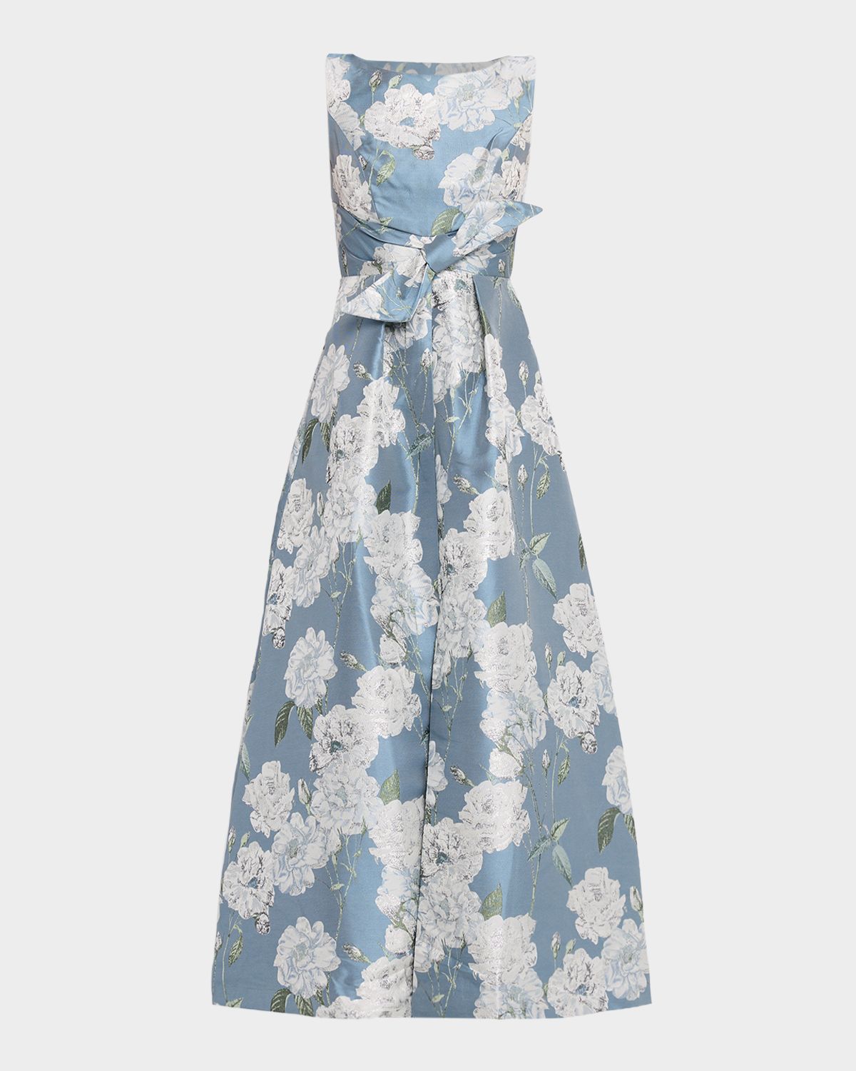 Kay Unger New York Lilianna Sleeveless Pleated Floral-Print Gown