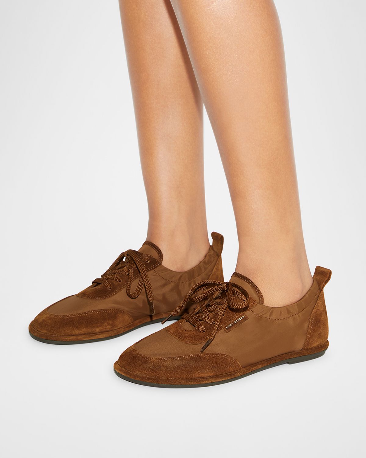 Tory Burch Ballet Suede and Nylon Low-Top Sneakers