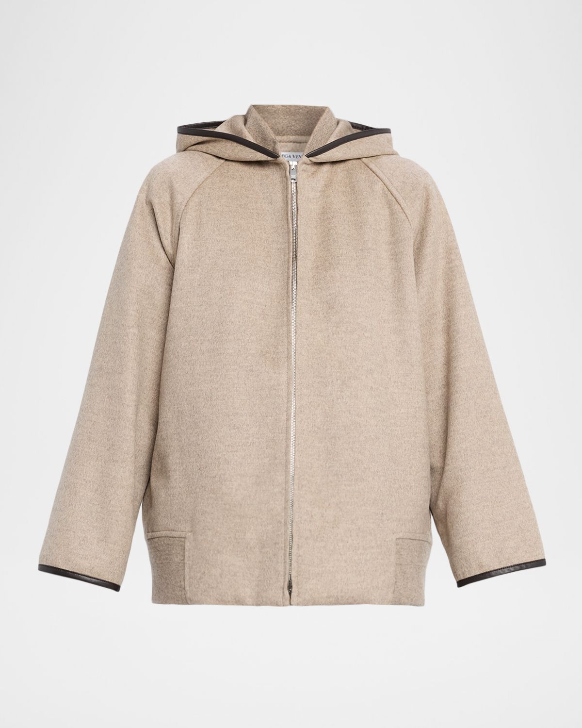 Bottega Veneta Leather-Trim Brushed Wool Hooded Jacket | Thumbnail 6 Bottega Veneta Leather-Trim Brushed Wool Hooded Jacket | Thumbnail 6