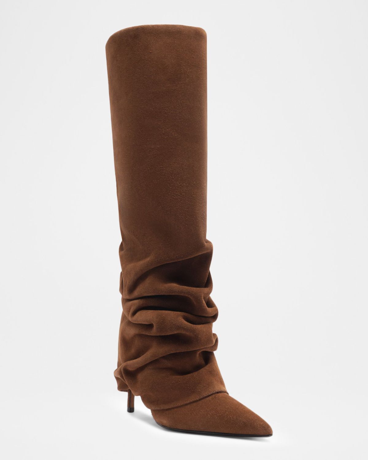 Schutz Mikki Up Cloak Draped Suede Knee-High Boot