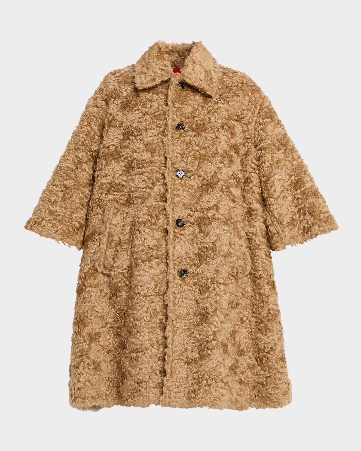 Bottega Veneta Curly Sheep Shearling Bracelet-Sleeve Coat