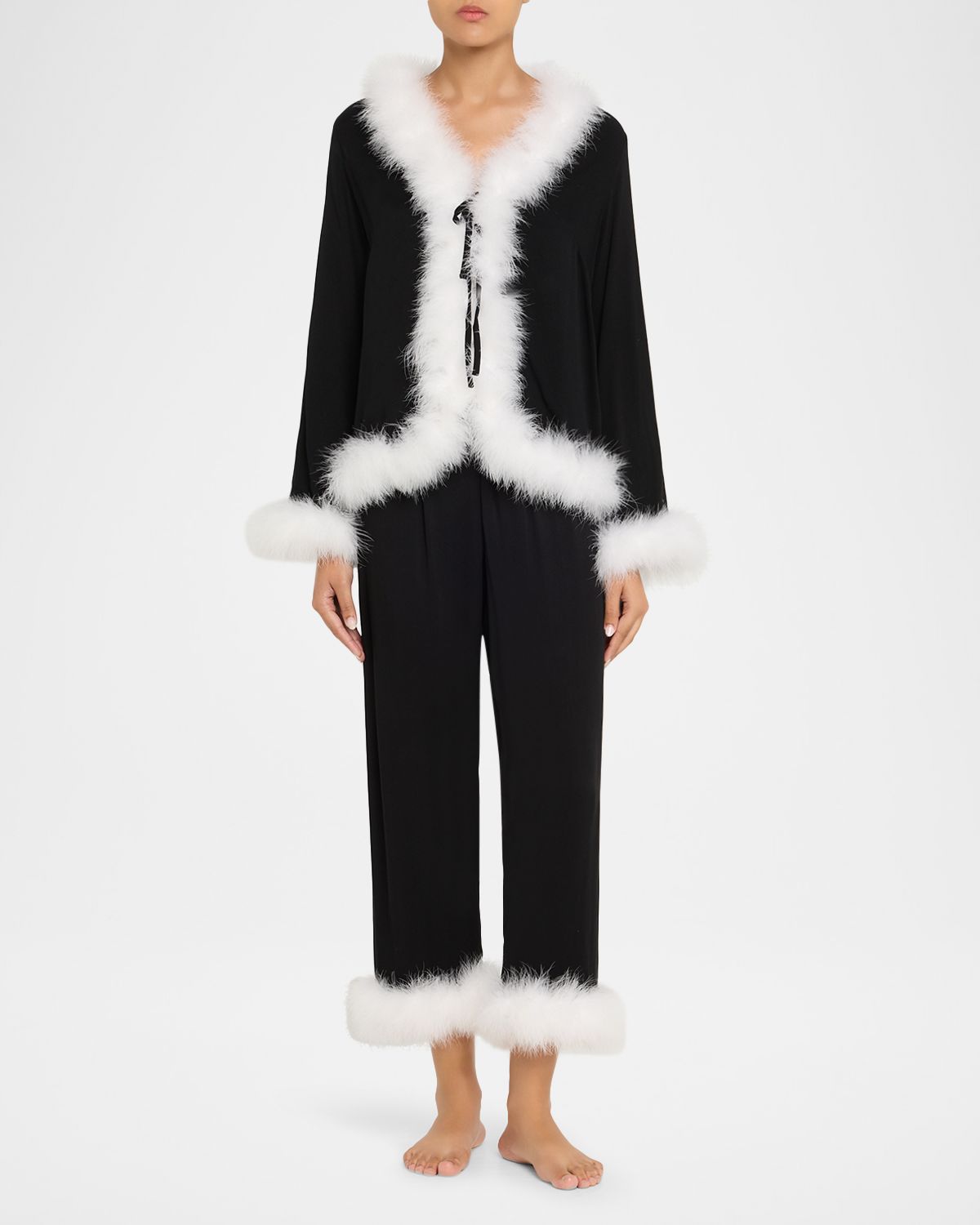 Sleeper Tie-Front Feather Viscose Blouse | Thumbnail 5