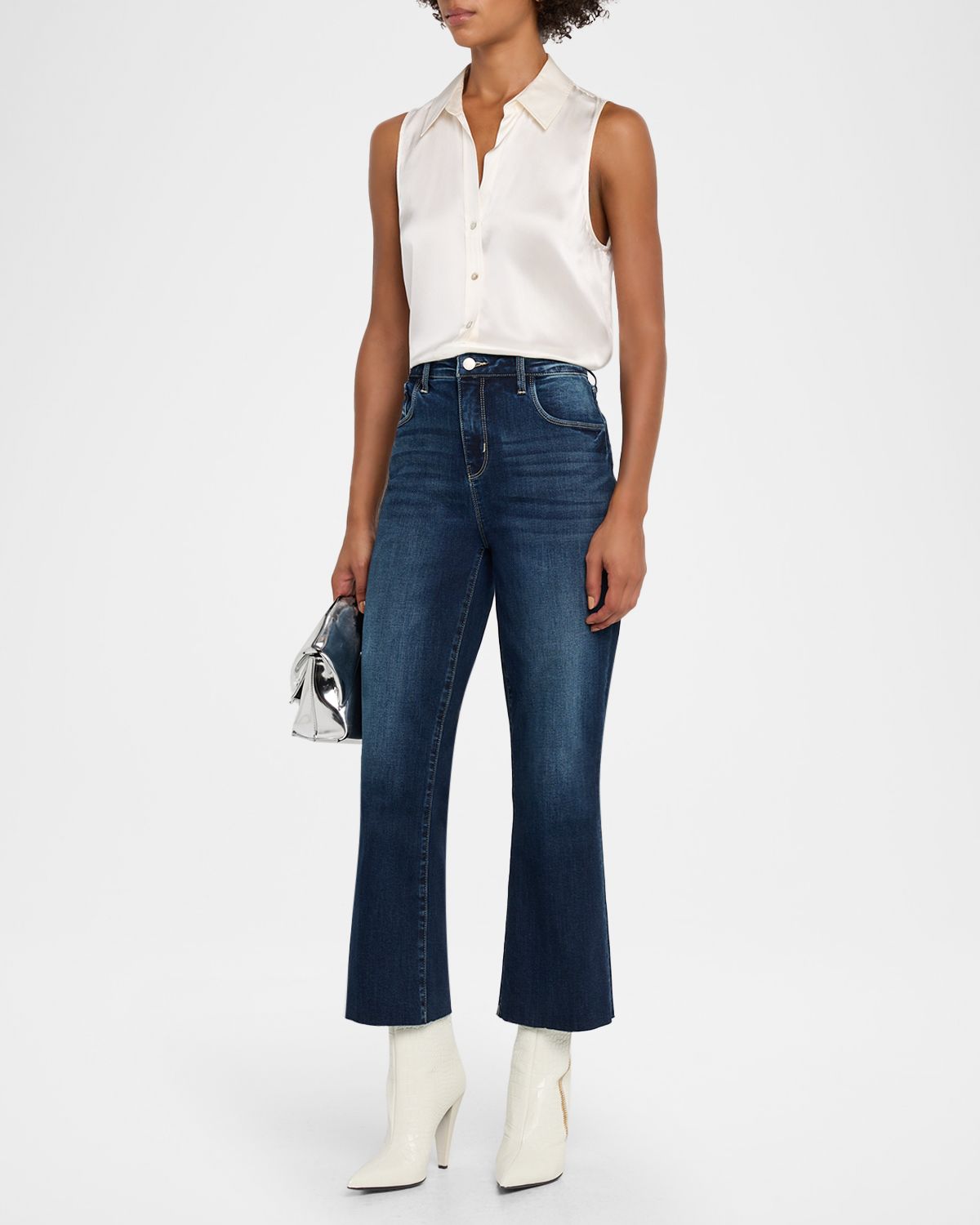 L 'Agence Kendra High-Rise Crop Flare Jeans
