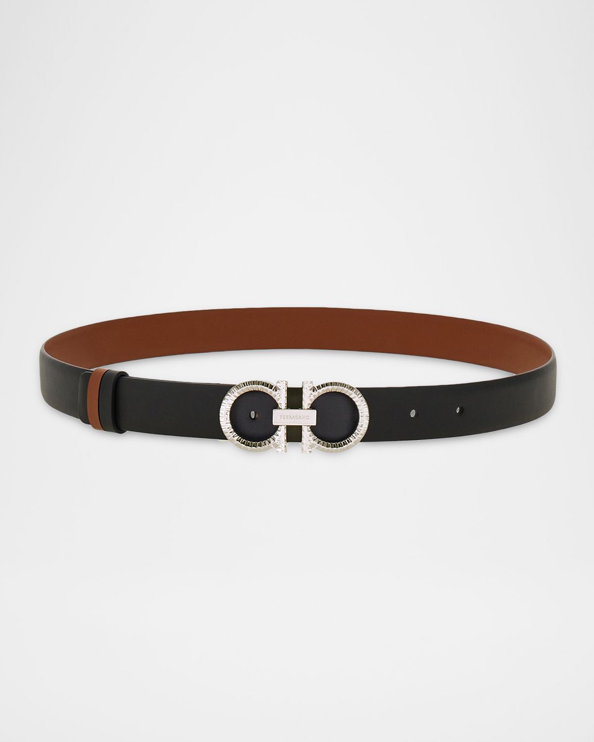 Ferragamo Donna Reversible Leather Double Gancini Belt