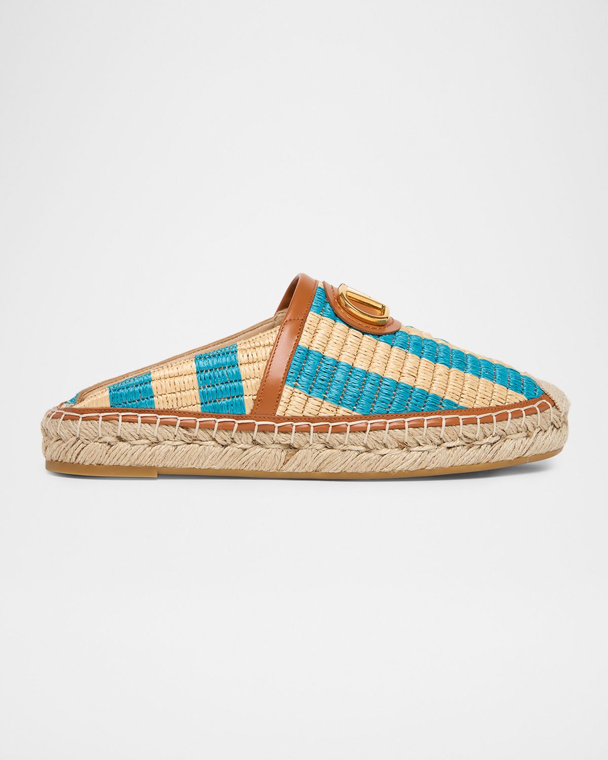 Valentino Garavani VLogo Striped Espadrille Mules