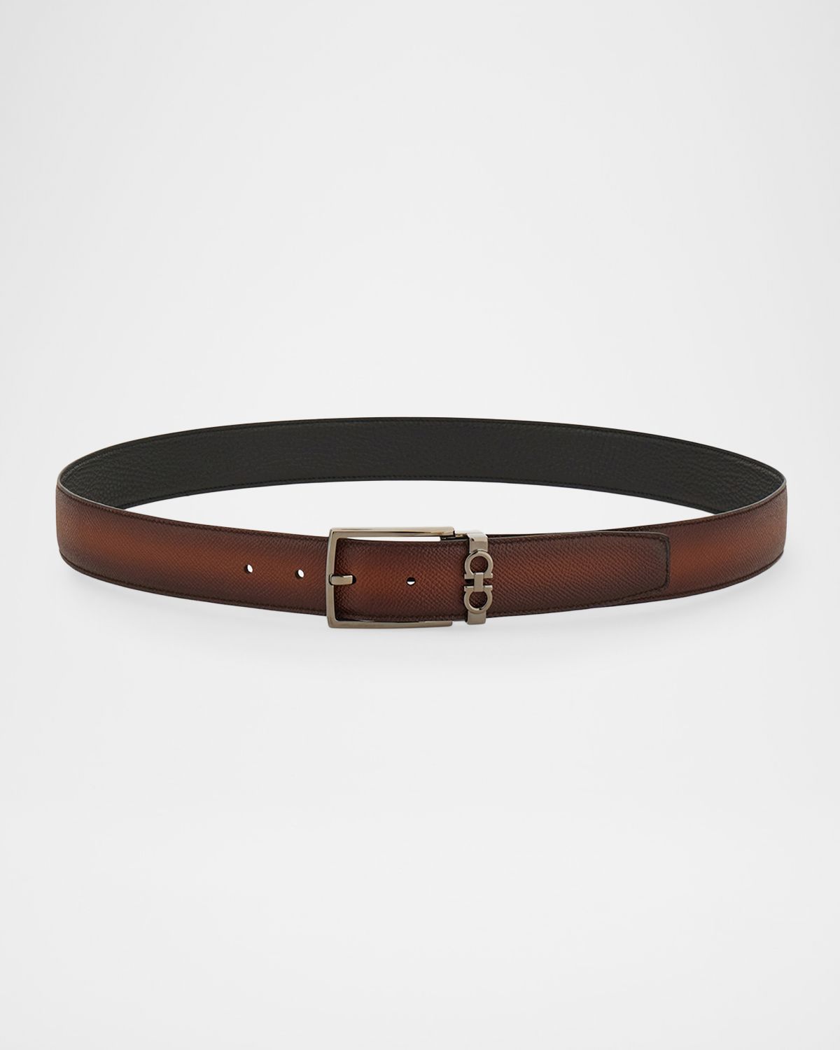 Ferragamo Men 's Mini Gancio Reversible Leather Belt | Thumbnail 5 Ferragamo Men 's Mini Gancio Reversible Leather Belt | Thumbnail 5