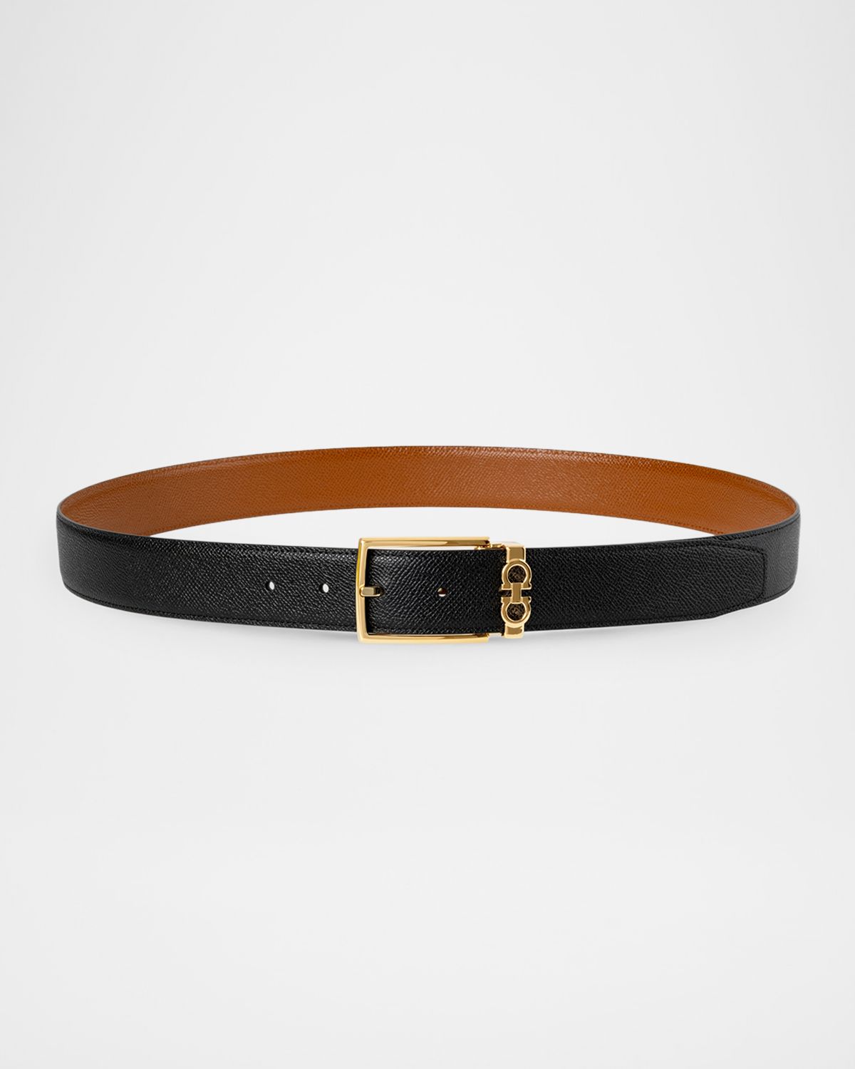 Ferragamo Men 's Reversible Hammered Calfskin Gancini-Loop Belt | Thumbnail 5