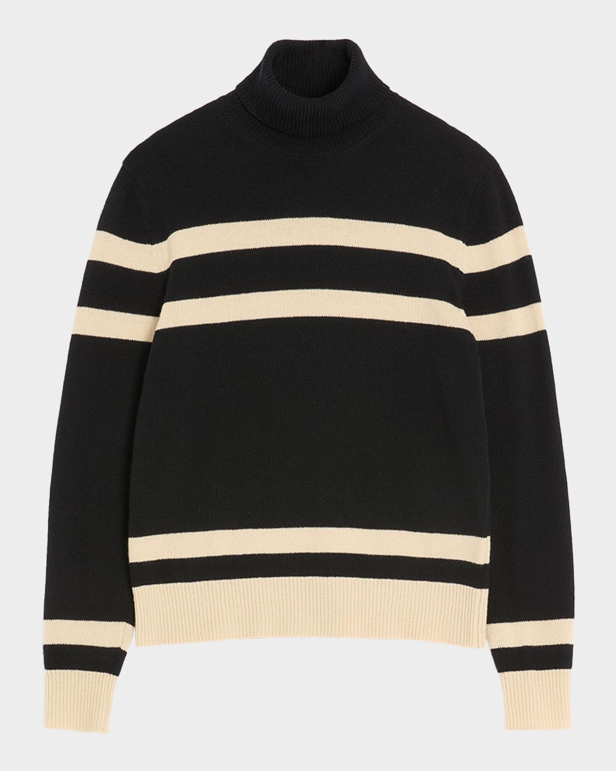 Valentino Garavani Men 's Wool High-Neck Stripe Turtleneck Sweater with Vlogo Embroidery | Thumbnail 8 Valentino Garavani Men 's Wool High-Neck Stripe Turtleneck Sweater with Vlogo Embroidery | Thumbnail 8