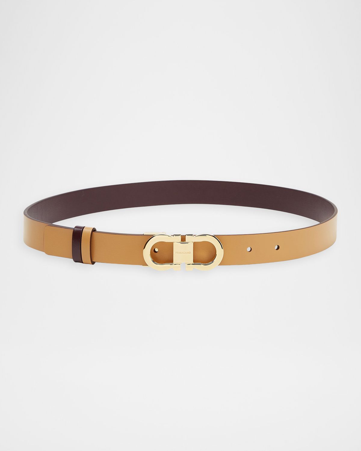 Ferragamo Donna Reversible Leather Double Gancini Belt