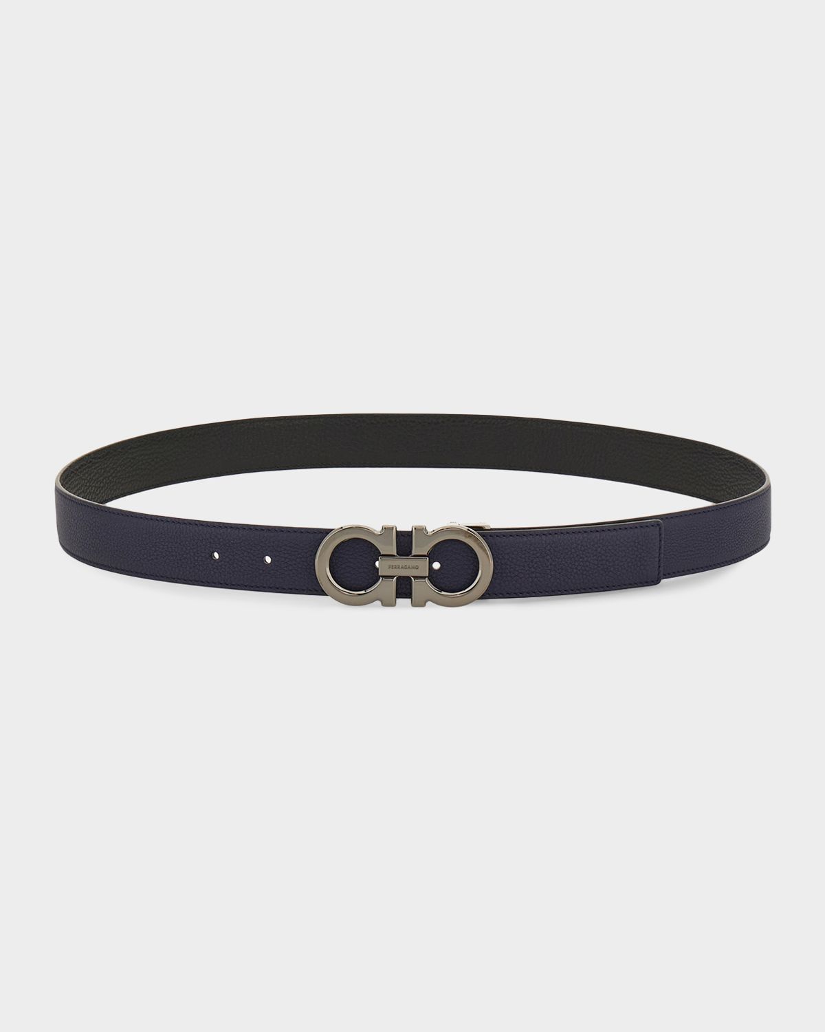 Ferragamo Men 's Double Gancini Reversible Leather Belt