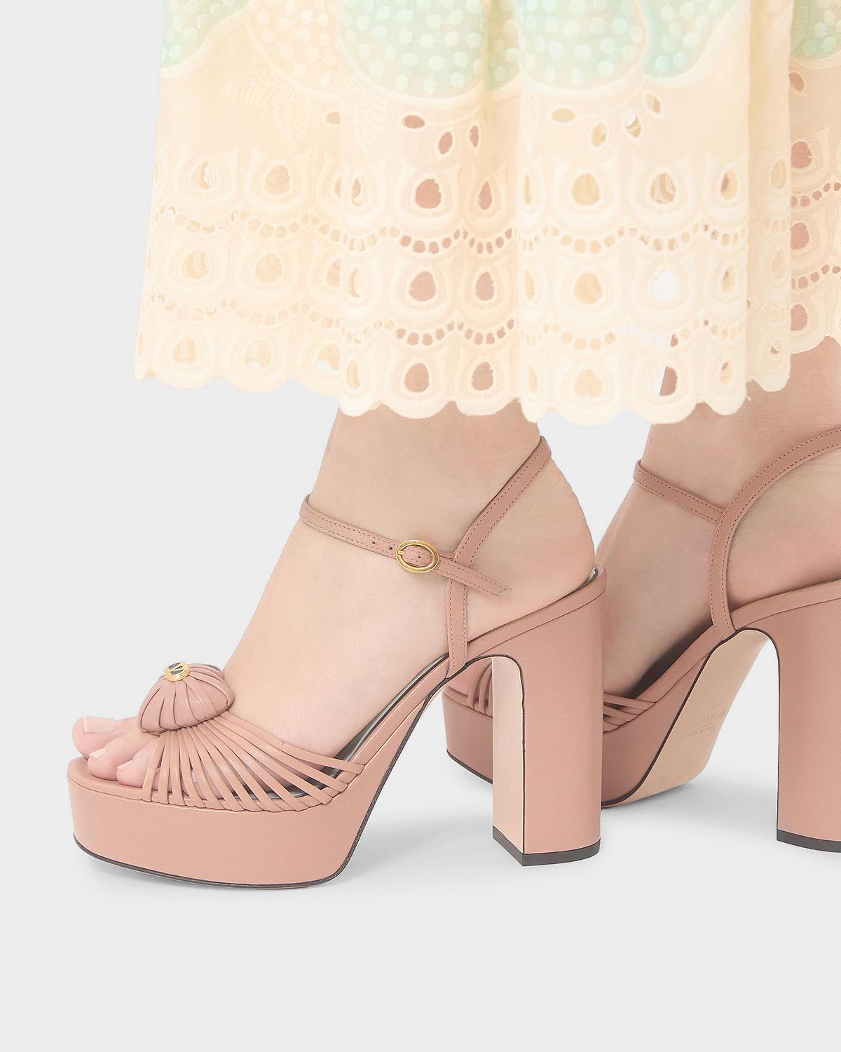 Valentino Garavani 115mm VLogo Leather Platform Sandals