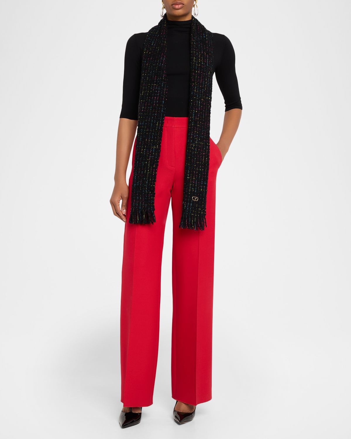 Valentino Garavani VLogo Signature Cashmere and Wool Jacquard Scarf