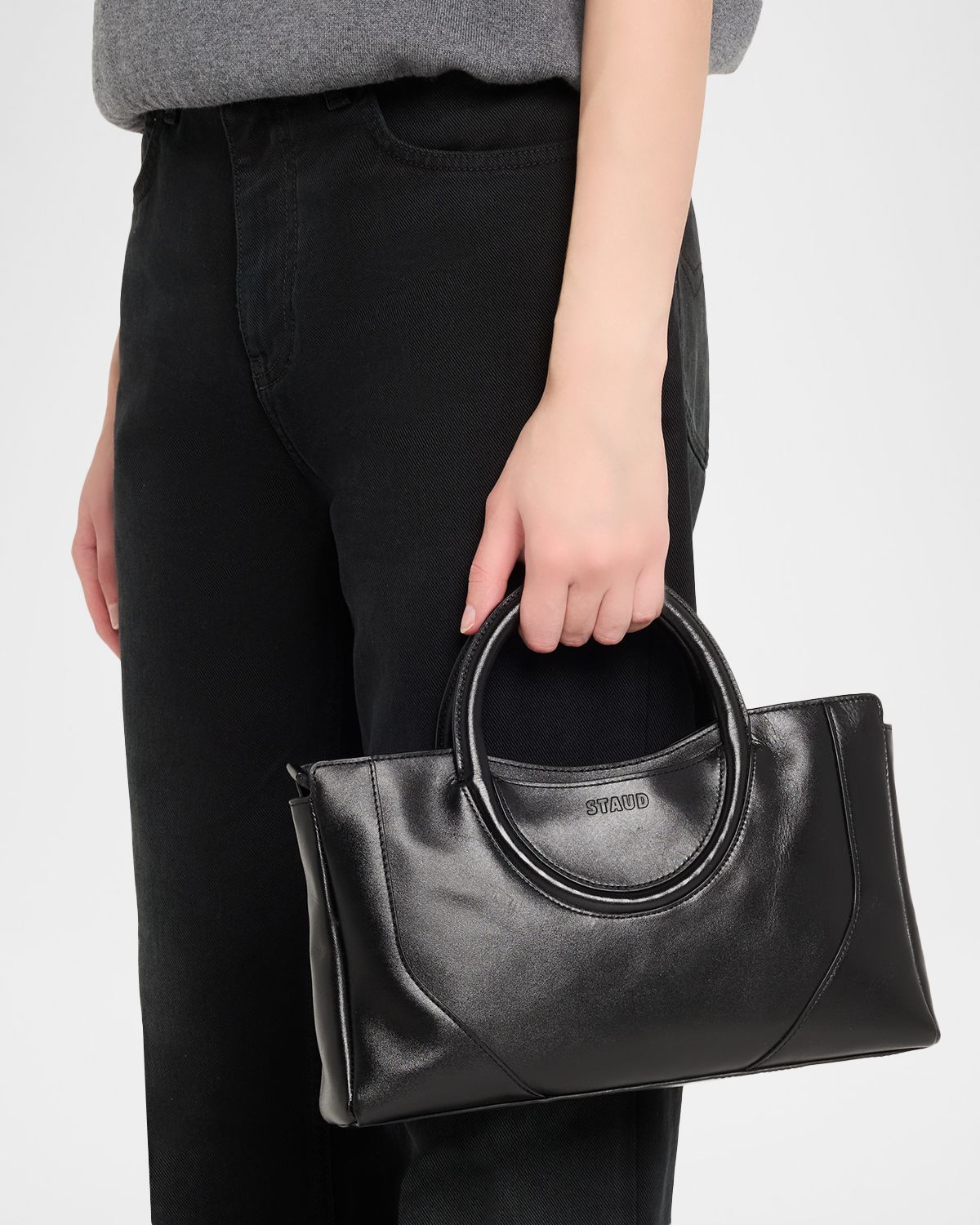 STAUD Maude Mini Leather Satchel Shoulder Bag | Thumbnail 6